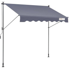 VEVOR Balcony Awning 3 x 1.2 m Articulated Arm Awning Height Adjustable from 2.2 to 3.1 m Clamp Awning Retractable Steel Aluminium 180G Double Sided PU Coating Sun Awning Balcony Patio Awning