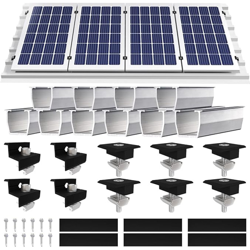 Solar module bracket, mounting solar module, PV module bracket, solar module holder, flat roof, photovoltaic mounting on bitumen, mounting set for 4 PV modules