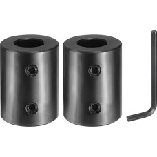 sourcing map Wellenkupplung, 1,9 cm Bohrung, 3,8 cm Außendurchmesser, 5,1 cm Länge, schwarzer, oxidierter Stahl, starre Kupplung mit Sechskantschlüssel für 3D-Drucker, Motorrad, 2 Stück
