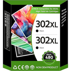 302 XL Black Printer Cartridges Multipack Compatible with HP 302 302XL Black Cartridges for HP Envy 4520 4522 4524 4525 4527 Officejet 3830 3831 3833 5220 5230 Deskjet 3630 3636 11 10 (2 black)