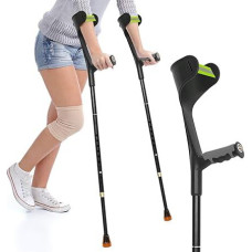 OUUTMEE Crutches Armpit Supports Black Lightweight Foldable Walking Aid Pair Height Adjustable for Seniors and Adults Non-Slip Handles 150 kg Load Capacity