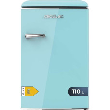 Cecotec Mini Retro Kühlschrank mit 110 L Bolero CoolMarket TT Origin 110 Blau E. Mini Kühlschrank, Klasse E, ICEBOX, LED-Innenbeleleuchtung, Chromgriff, Glasablagen, Flaschenöffner, Blau.