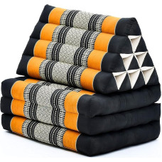 Leewadee Thai Cushion Folding Mattress Chill-Out Folding Mat Padded Reading Support Floor Lounger Mat with Triangle Cushion Thai Mat, 170 x 53 x 30 cm, Kapok