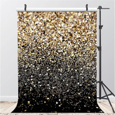 AIIKES 5x7ft juodas ir auksinis fonas Auksinis blizgučių fotografijos fonas Gimtadienio šventės dekoracijos 11-547