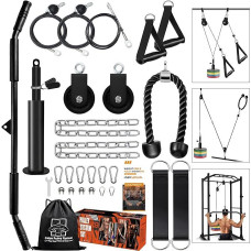 Favuit Cable Pull Fitness Cable Lat Pull Forearm Trainer Set, Gym Arm Strength Training Triceps Rope Weight Fitness Equipment DIY Lat Pull Tower Cable Pulley System for Home Gym Biceps Curl Triceps