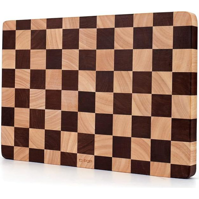 Medinė pjaustymo lenta 38,1 x 25,4 cm - patvari gummedžio virtuvės lenta su šachmatų lentos dizainu, neslystanti, idealiai tinka mėsai, daržovėms, duonai ir sūriui
