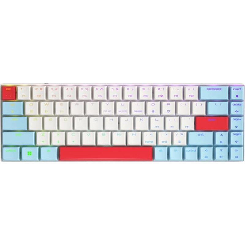 CHERRY MX-LP 2.1 Compact Wireless Compact Gaming Keyboard with 68 Keys, American Layout (QWERTY), RGB Lighting, Mechanical MX Low Profile Speed Switches, White