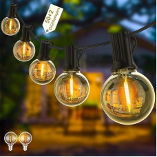 Yuusei Outdoor Fairy Lights, 30 m LED Fairy Lights, Bulbs, 50 Bulbs with 2 Replacement Bulbs, Warm White, IP45 Waterproof G40 Fairy Lights, Indoor Outdoor Lighting for Garden, Balcony, Wedding, Patio