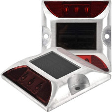 2 saulės energijos grindų žymeklių žibintų pakuotė, 6 LED vandeniui atsparus kelio žibintas, skirtas keliui, keliukui, deniui, dokui, privažiavimui, sodui (raudona šviesa)