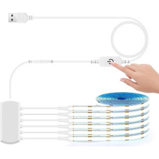 LRGBST Pakuotė iš 6 3 m baltos spalvos COB LED juostelių, 5 V USB reguliuojamo apšvietimo COB LED juostelės su jutikliniu reguliatoriumi, skirtos akustinėms plokštėms, vitrinoms, montuojamoms po spintelės apšvietimu