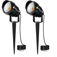 AHOTSUK Garden Spot Lights 10 W 1000 LM Outdoor Spike Lights LED Lawn Light IP66 Waterproof Spot Light Mains Powered LED Landscape Lights Decorative Light for Patio Yard Pathway Warm White Pack of 2