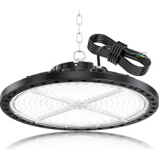 YIQIBRO LED salės prožektoriaus garažo apšvietimas 200 W 1 gabalas - 20000 LM LED UFO salės apšvietimas su 11,8 colių metaline grandine, vairuotoju, 6500 K IP65 dirbtuvių lubų šviesa sandėliams gamykloms