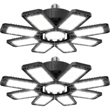 ANNIFUNLY Garage Lamp LED 210 W - 2 Pieces 21000 lm Workshop Lamp Garage Lighting 6500 K Malleable Ceiling Lamp with 8 Panels, E26/E27 Cellar Lamp Bay Light for Shop Workshop Barn Warehouse