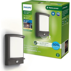 PHILIPS Samondra lauko itin efektyvus sieninis šviestuvas 3,8 W judesio jutiklis 2700 kelvinų IP44 atsparus oro sąlygoms antracito spalvos