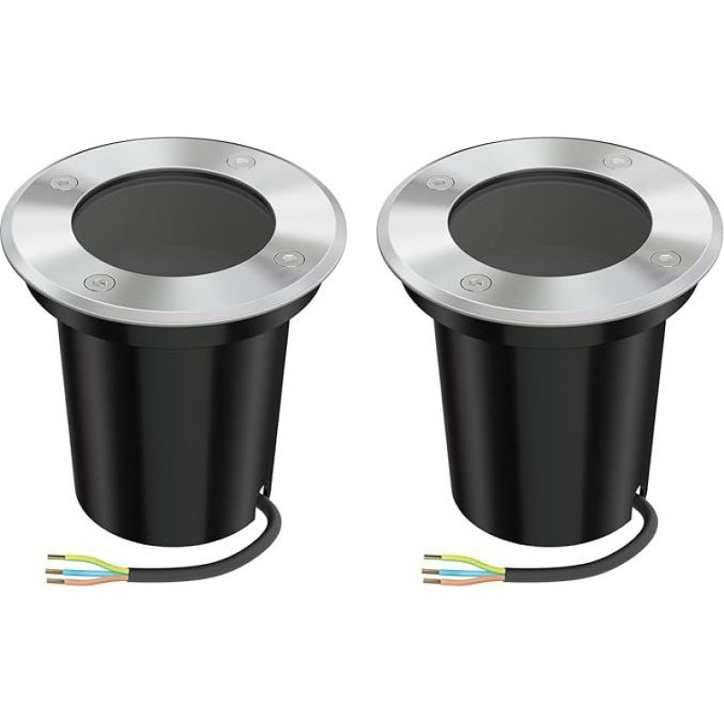 ledscom.de BOLI Recessed Floor Light for Outdoor Use, IP67, Stainless Steel, Round, 108 mm Diameter, 1x GU10 Max. 15 W, Pack of 2