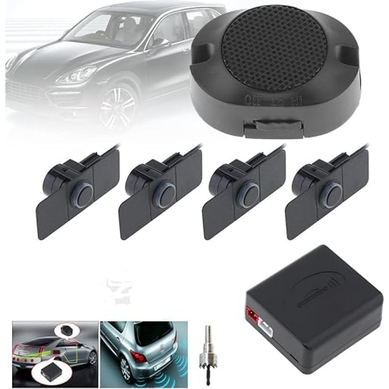 Parkavimo jutikliai Automobilių atbulinės eigos radarų sistema Originalūs plokšti jutikliai su sparneliais, juodi