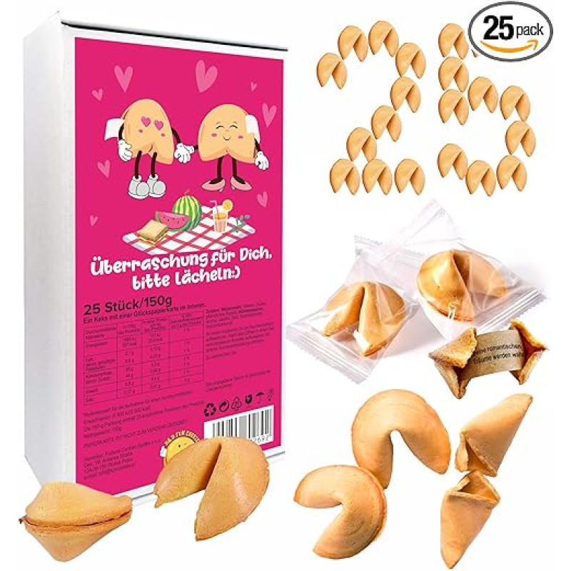 D&D FUN COOKIES - Skaniausi laimės sausainiai visiems | Laimės sausainiai (25 mylimieji, vanilė)