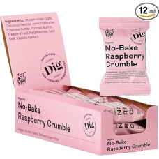 Dig Organic Bars Raspberry Almond - Fruity & Nutty, Vegan & Gluten Free, No Added Sugar, 12 x 42g
