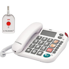 G-TELWARE PRO (World First) Silence SOS Technology/SOS Param.einstellb./2023-2024 Model House Emergency Call Senior Phone with Radio SOS Transmitter - 1 Handheld Transmitter with Loop, Satin Grey,