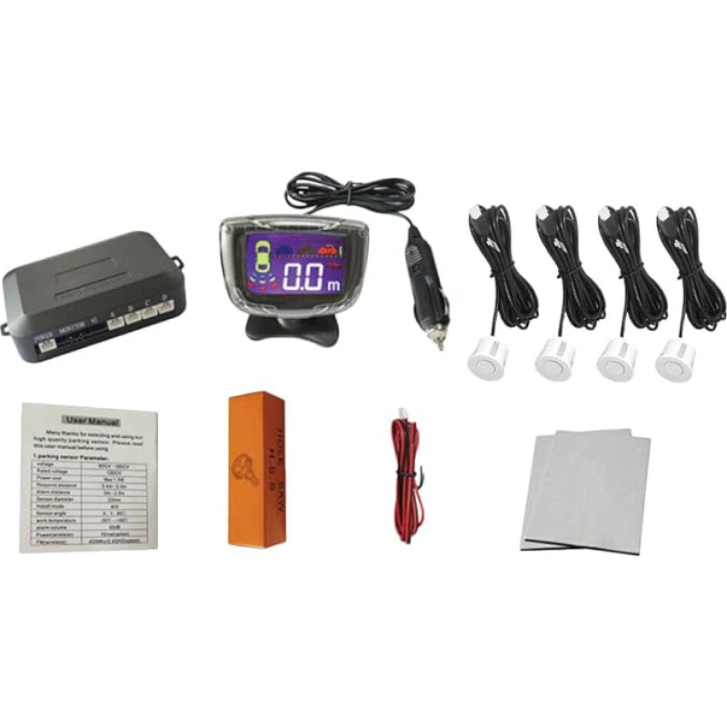 KACEPAR Wireless Car Reverse Radar Sensor Kit, DC 12V Wireless Car Reverse Radar with Radar Detection Distance: 0.3~2.0m, Car Reverse Parking Sensor with Sensitive Radar System