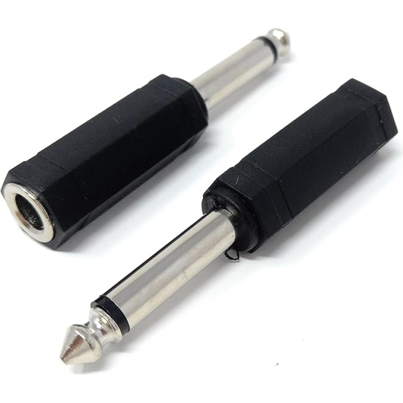 DRUT 2 Pieces 6.35 mm 1 4 Mono Jack Male to 6.35 mm 1 4 Stereo Socket Cable Converter Adapter Black