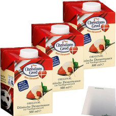 Chr.Grod Danish Dessert Sauce with Vanilla Flavour Pack of 3 (3 x 500 ml Pack) + usy Block