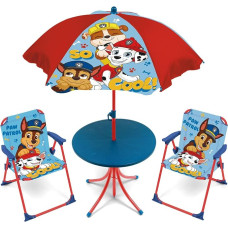 ARDITEX Nickelodeon-Patrol PW16153 Table Set (50 x 50 x 48 cm), 2 Chairs (38 x 32 x 53 cm) and Parasol (Diameter 110 cm)