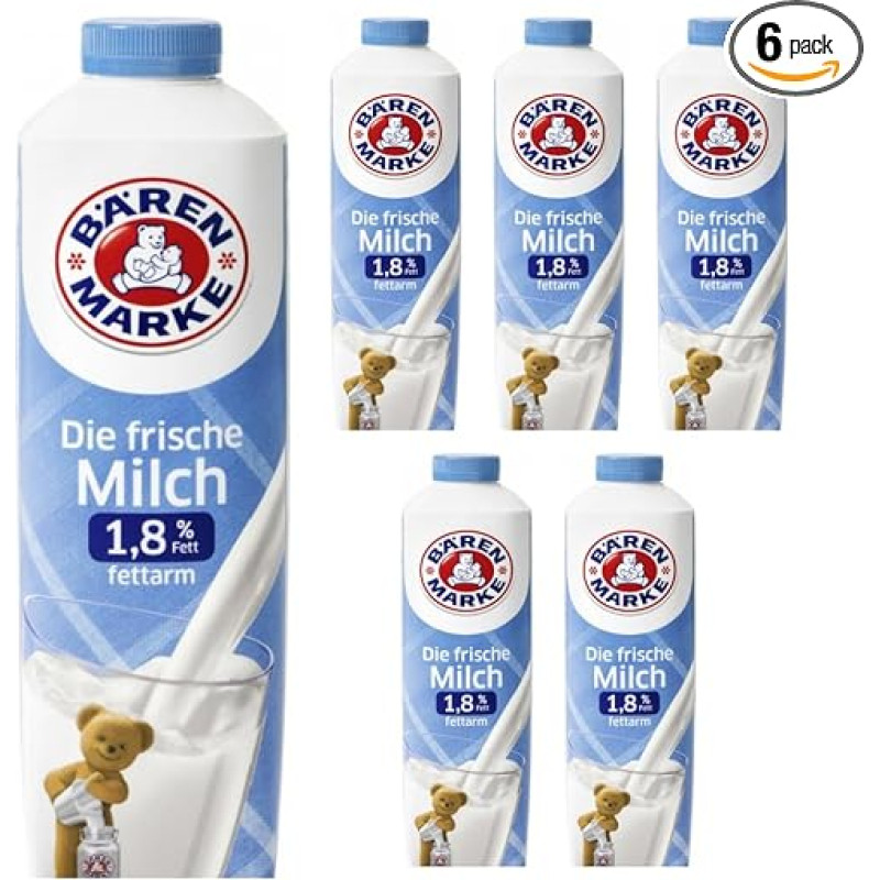 Bear Brand Fresh Milk Low Fat 1.8% 1 Litre x 6 Pieces [Freshness Guarantee]