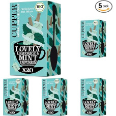 Cupper Organic Herbal Tea Lovely Liquorice & Mint Peppermint Tea 20 Unbleached Tea Bags Eco Friendly Fair Trade (Pack of 5)