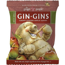 The Ginger People GIN GINS Spicy Apple Ginger Apple Chew Candy - atskirai supakuoti sveiki kramtomieji saldainiai - 150 g (pakuotė po 1)