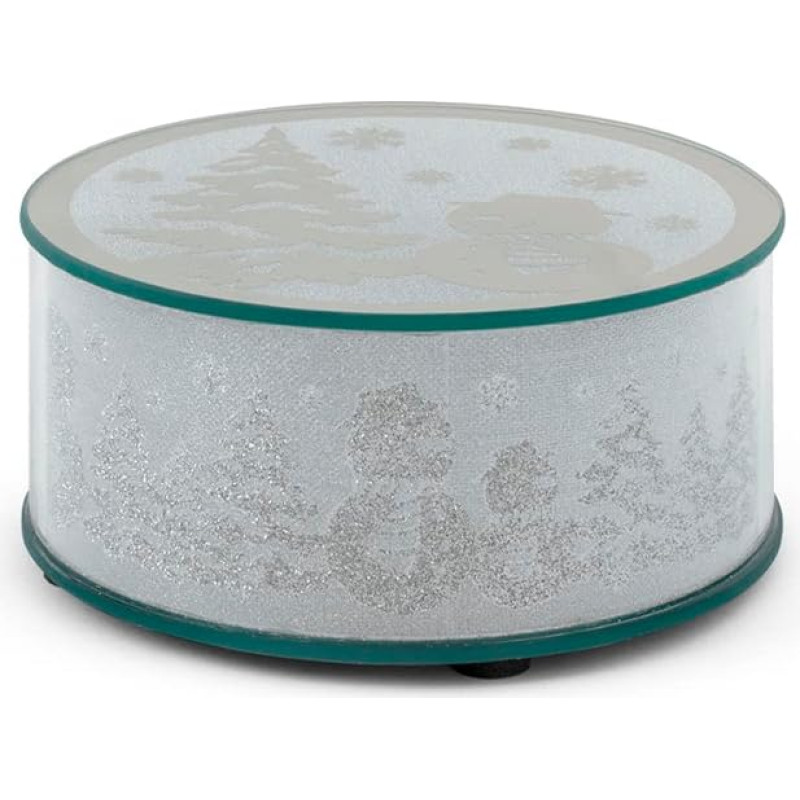 H&h Alzata in vetro decoro natale effetto glitter with LED cm15x7