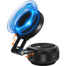 WODHMIEY Vakuuminis magnetinis telefono laikiklis, pasukamas 360° kampu, sulankstomas ir ištraukiamas, magnetinis ir vakuuminis mobiliojo telefono laikiklis, skirtas automobiliams, namams, stalams, sporto salėms, TikTok, juodas