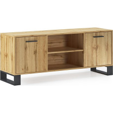 Skraut Home TV Cabinet for Living Room - 57 x 137 x 40 cm - Suitable for 32/40/42/50/55/60 inch TVs - Loft Model - Rustic Oak Texture - Black Wooden Legs