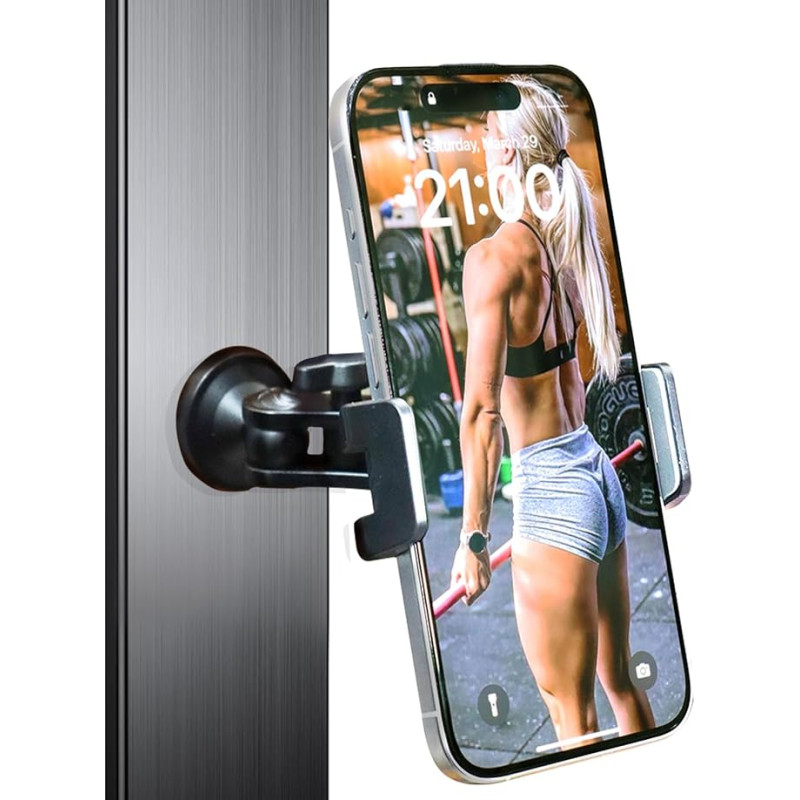 PAFXMT magnetinis mobiliojo telefono laikiklis treniruoklių salei, tvirtas, pasukamas 360° kampu, neslystantis spaustukas, itin stiprus neodimio magnetas bėgimo takeliui, treniruokliui, treniruokliui su dviračiu, svarmenų suoleliui, universalus visiems iš