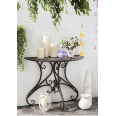 Safavieh Outdoor Collection Annalise Antique White Accent Table Modern Rustic Brown