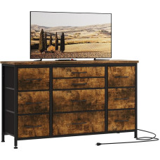 Baloveby Miegamojo komoda su 10 stalčių Audinys TV spintelė su įkrovimo stotele Sandėliavimo baldai svetainei Miegamojo prieškambaris 121 x 39 x 70 cm