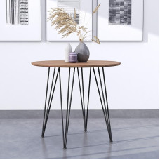 GOLDFAN Valgomasis stalas Medinis virtuvės stalas Modernus mažas svetainės stalas Apvalus medinis stalas su juodomis kojomis, skirtas biurui, virtuvei 80 x 80 x 75 cm