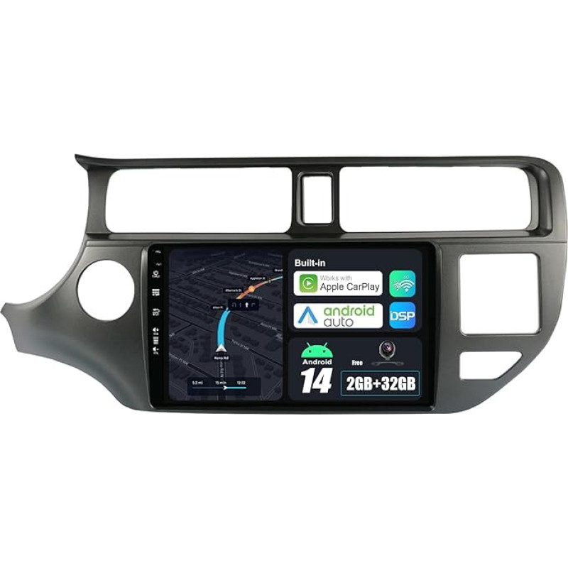 BXLIYER Android 13 automobilinis radijas Kia K3 Rio (2011-2015) - atbulinės eigos kamera - 2G + 32G - IPS 9 colių 2 DIN - DAB vairo valdymas WiFi Carplay Android Car Bluetooth DSP