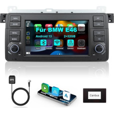Lehwey Bluetooth Car Radio with Screen for BMW E46 3 Series 1998-2006 M3 Rover ZT with Navi WLAN AM/FM, Apple Carplay, Android Car, Steering Wheel Ctrl, 2Din Android 13 Dab Car Radio Touch Display 7