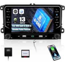 [8-Core] SIXWIN 4+64G Android 13 Carplay/Android Car/DSP Car Radio for VW Golf 5 6 Touran Polo, 7 Inch Touchscreen Bluetooth 5.0 with WiFi GPS RDS FM Radio Mirror Link + 32 Band EQ