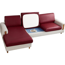 DZYP Sofos sėdynės pagalvėlės užvalkalas, PU odos elastingas vandeniui atsparus apsauginis užvalkalas, baldų apsaugos užvalkalas sofos sėdynės pagalvei (didelis 2 vietų, vyno raudonos spalvos)