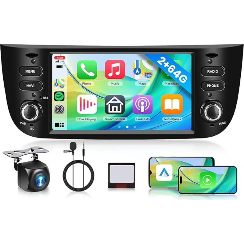 Android Autoradio Stereo für Fiat Punto 10-16/Linea 12-15 6,2 Zoll Touchscreen GPS navigacija Bluetooth USB grotuvas FM radijas