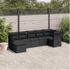 DYRJDJWIDHW Balkon möbel terassenmöbel außen gartenlounge Set gartenlounge5-tlg. Garten-Sofagarnitur mit Kissen Schwarz Poly RattanGeeignet für Schlafzimmer