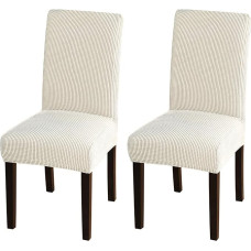 CLGTY Stretch Chair Covers, Stretch Jacquard Fabric, nuimamas kėdžių dangtelis, sėdynių dangteliai, kėdžių dangteliai valgomajam, viešbučiui, ceremonijai, dramblio kaulo spalvos, 2 vnt.