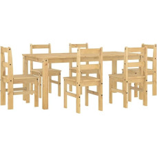 Genérico Wenjingqi Panama Esstisch-Set 7-teilig Kiefer-Massivholz, braun 3345191