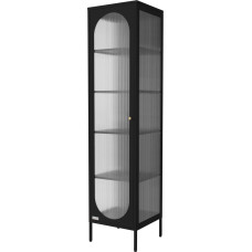 ML-Design Display Cabinet 42 x 175 x 40 cm, Black, Narrow Display Case with 5 Shelves and 1 Door, Living Room Metal Cabinet Made of Steel, Industrial Style, Tall Cabinet, Bookcase, Filing Cabinet,