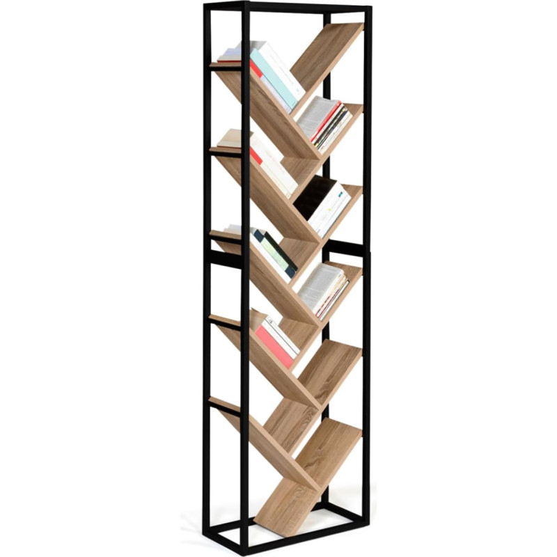 IDMarket - 10 pakopų pramoninė medžio formos knygų spinta