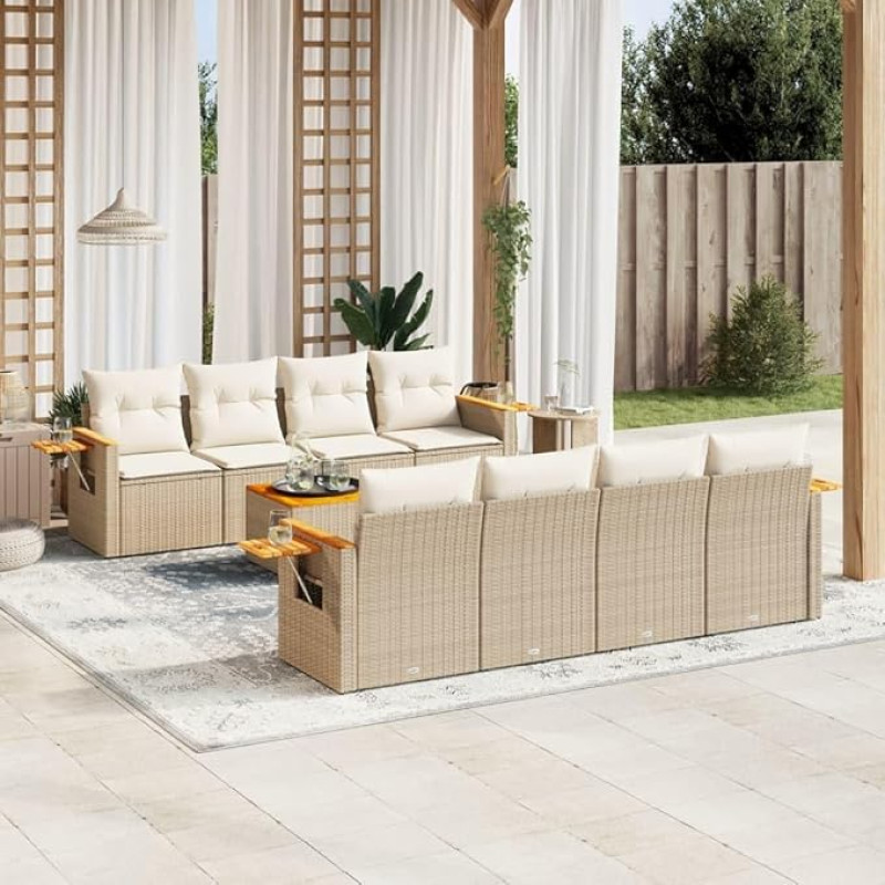 DYRJDJWIDHW gartenlounge Set terassenmöbel außen Balkon möbel Garten lounge7-tlg. Garten-Sofagarnitur mit Kissen Braun Poly RattanGeeignet für Schlafzimmer