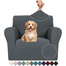 JIVINER Stretch-Sesselhusse, 1 Stück, für 1-Sitzer, mit elastischem Boden, für Kinder, Haustiere, klein, dunkelgraue Raute