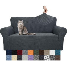 YEMYHOM Sofos dangtelis Žakardinis dizainas Didelio tempimo 2 pagalvėlės Sofa Pet Dog Cat Neslystantis magiškas elastingas baldų apsauginis dangtelis (Loveseat, tamsiai pilka)